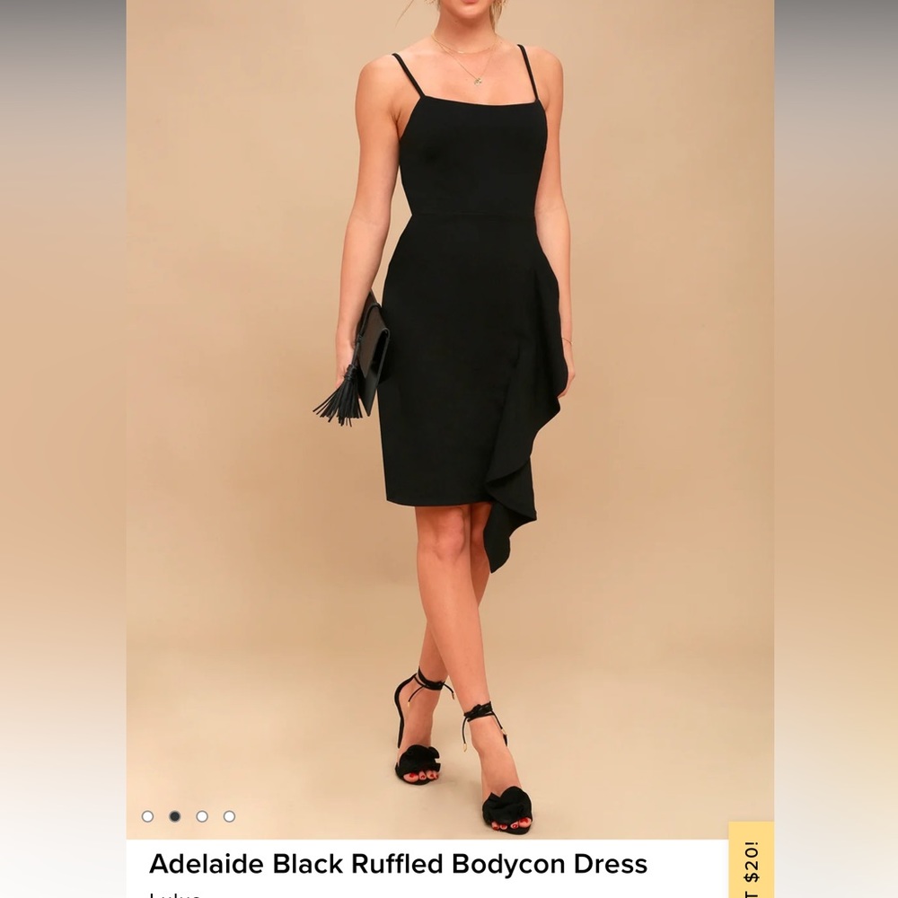 Adelaide Black Ruffled Bodycon Dress NWOT